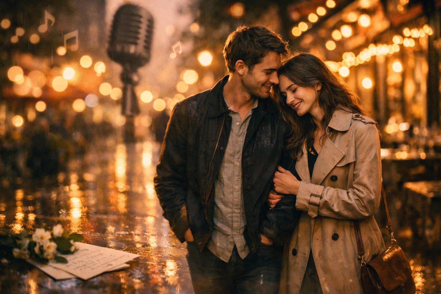 Песня с моей историей знакомства - романтическая пара в вечернем городе