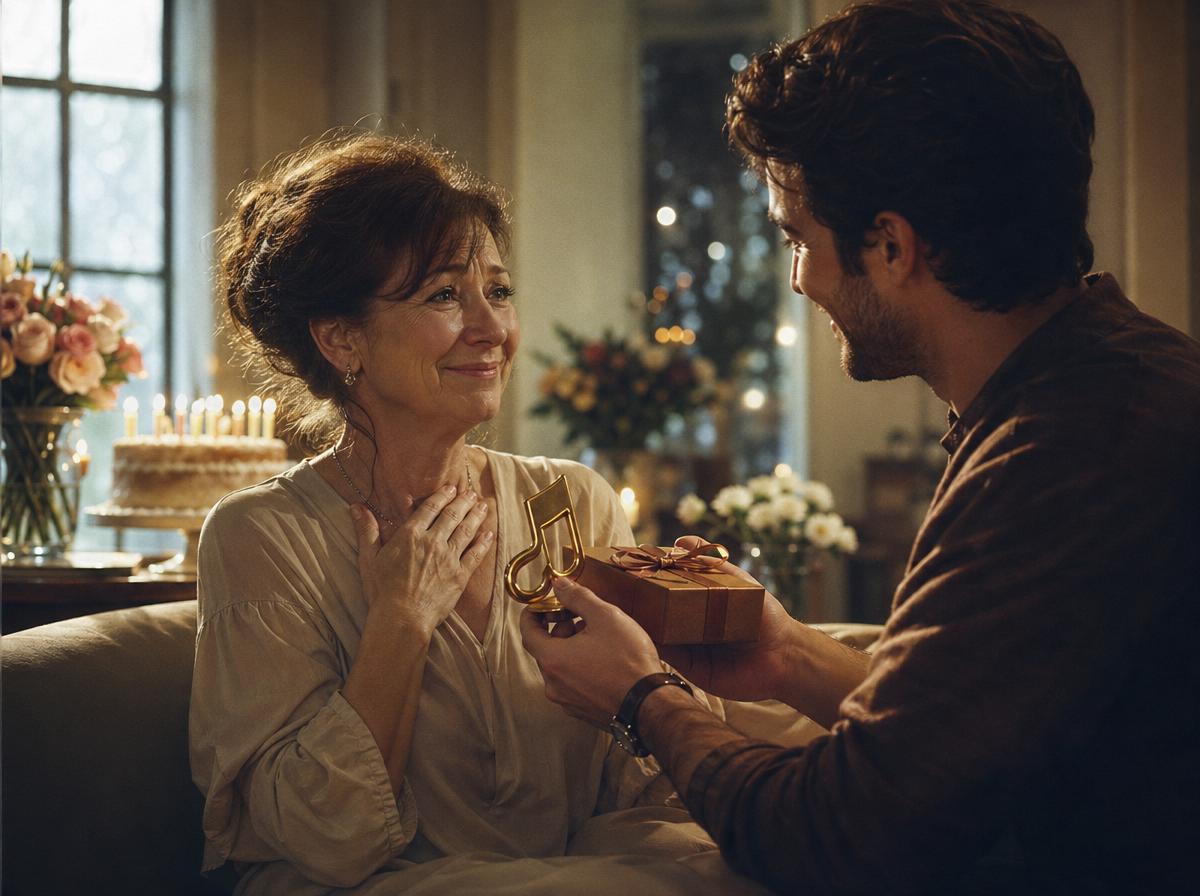 Сын дарит маме индивидуальную песню на день рождения