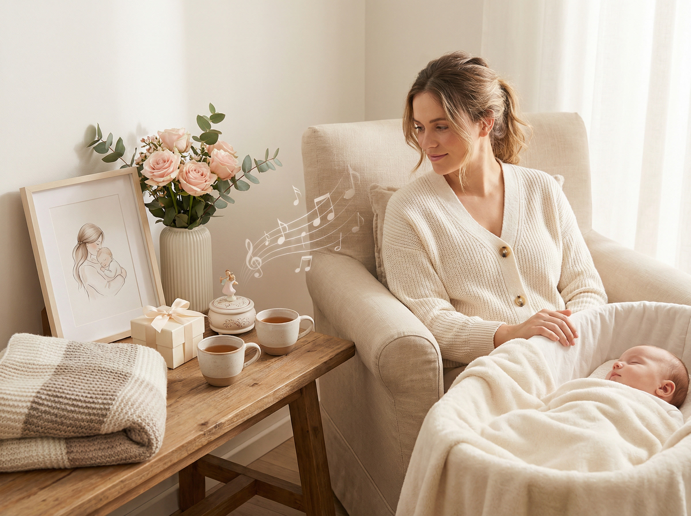 Что можно подарить молодой маме: уютный подарок для мамы с малышом