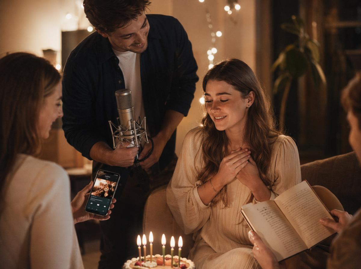 Подарок в виде индивидуальной песни на день рождения в тёплой праздничной атмосфере